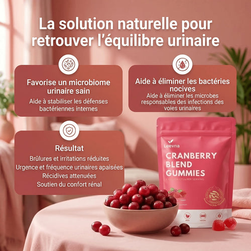 Gummies à la cranberry | Formule de protection urinaire et rénale - Leevna France