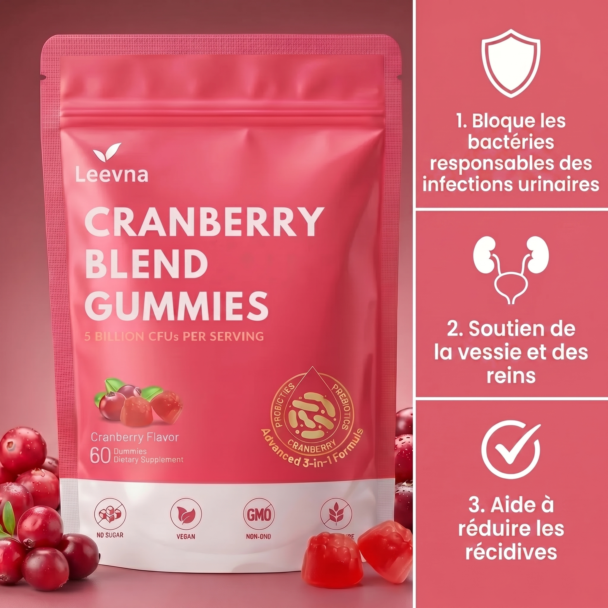 Gummies à la canneberge | Formule de protection urinaire et rénale