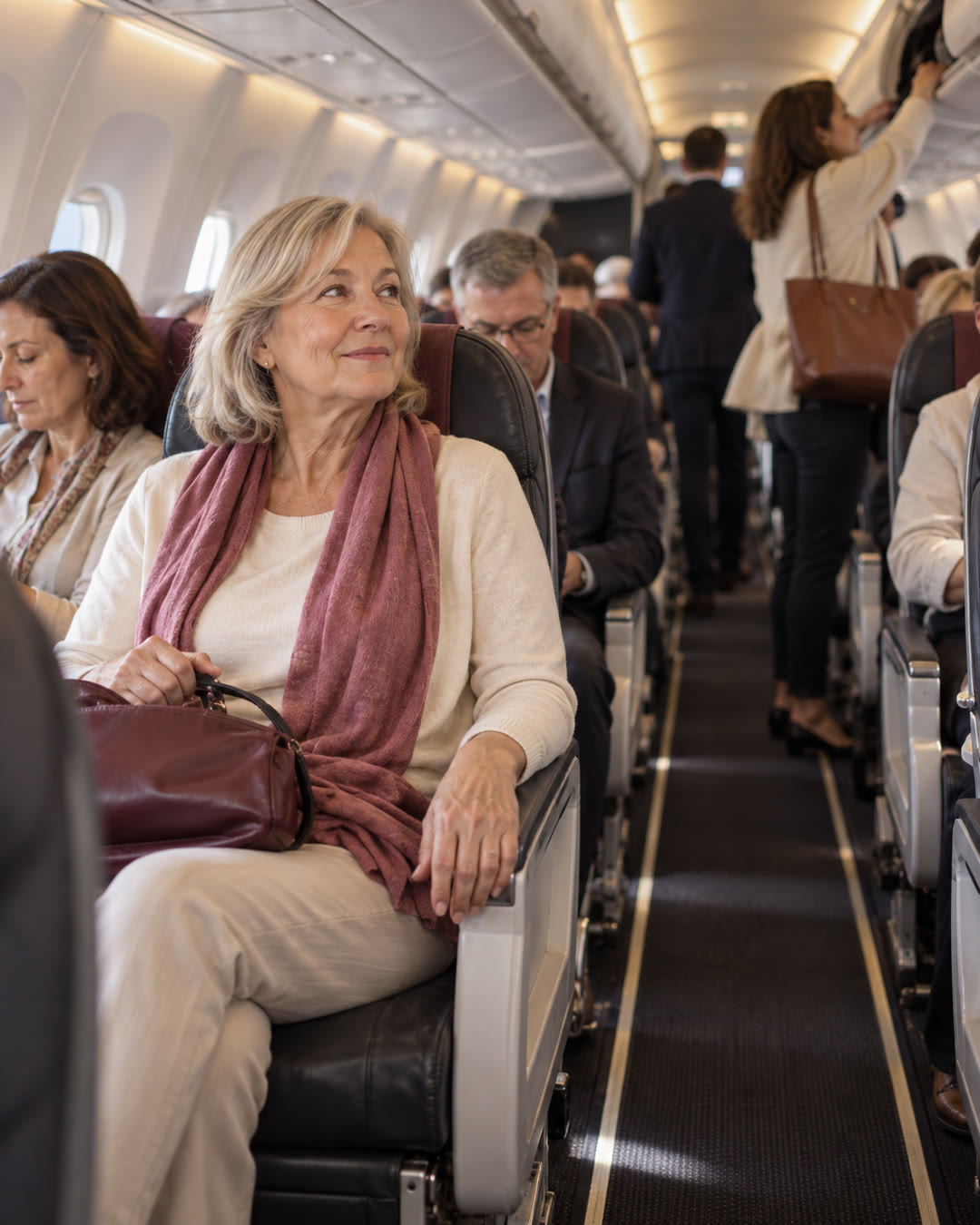 Une voyageuse choisit une place côté couloir