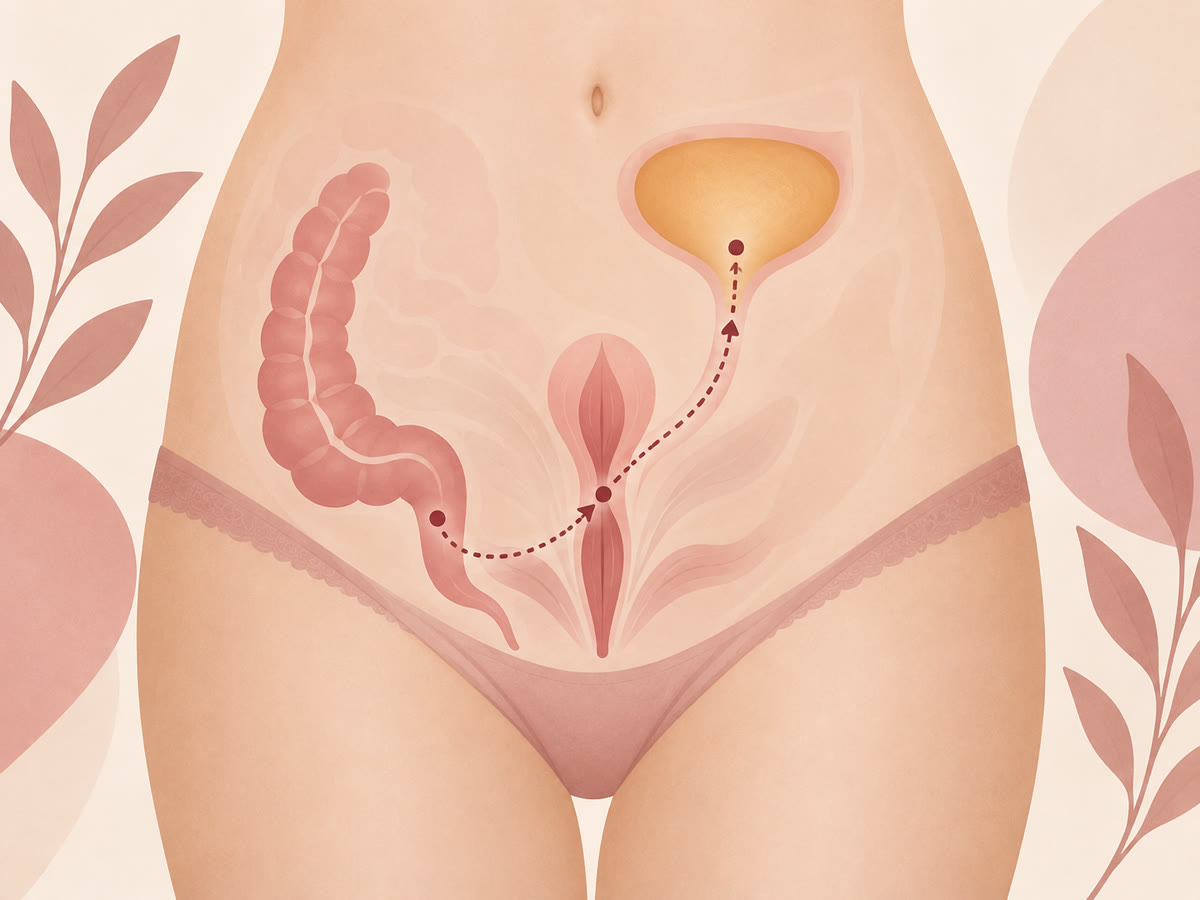 Illustration pédagogique douce du trajet vers la vessie
